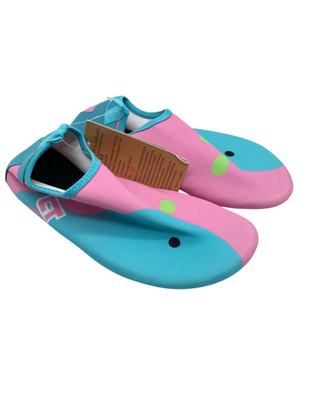 Cituo Girls Water Shoes Slip On Whale Pink Blue Size 36/37 US 4/5